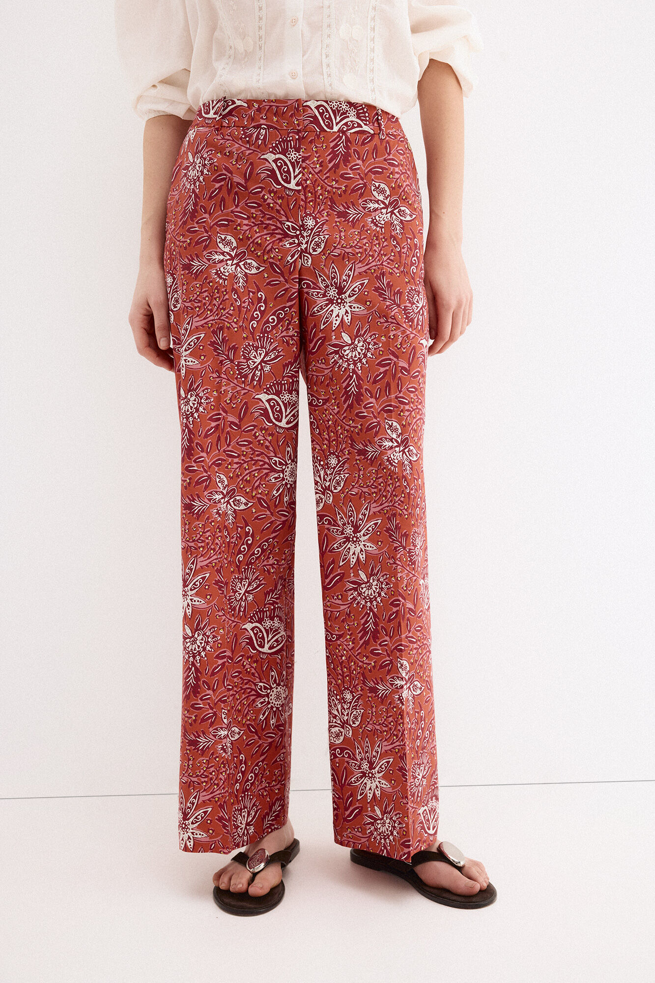 Pedro del Hierro Pantal&oacute;n recto estampado Naranja