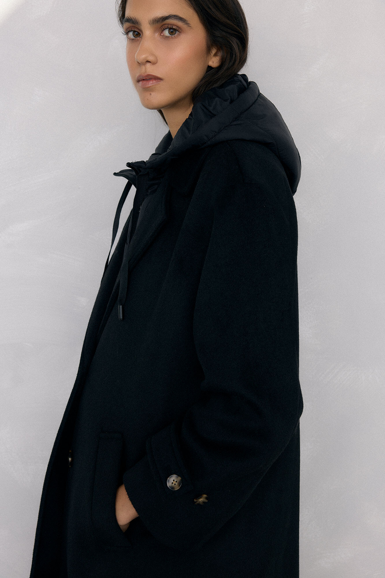 Pedro del Hierro Abrigo y chaleco interior Negro