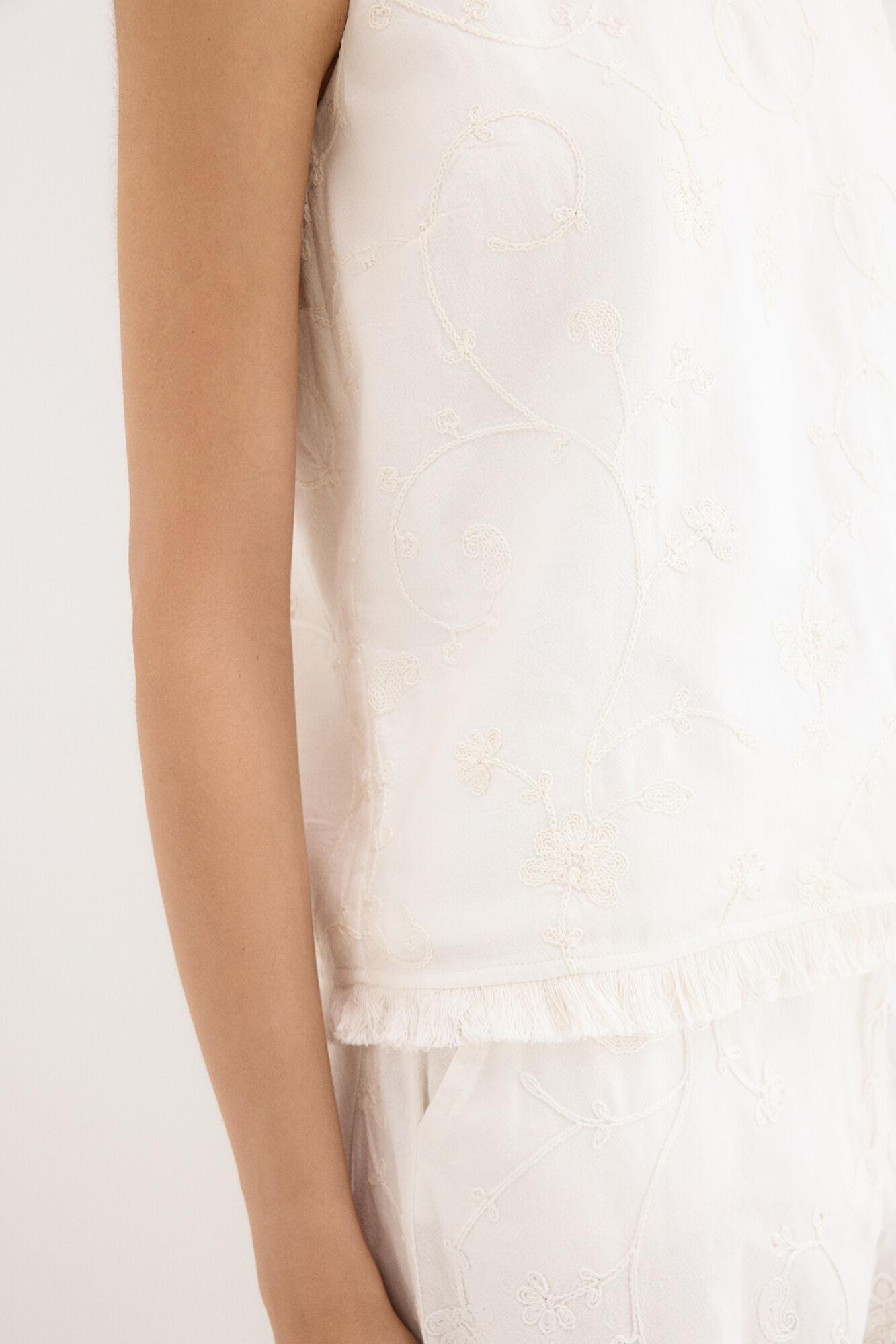 Pedro del Hierro Top bordado Blanco
