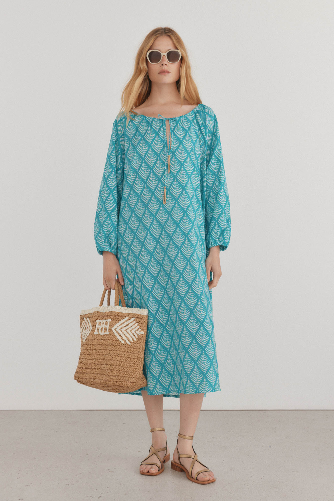 Pedro del Hierro Vestido kaft&aacute;n estampado Turquesa