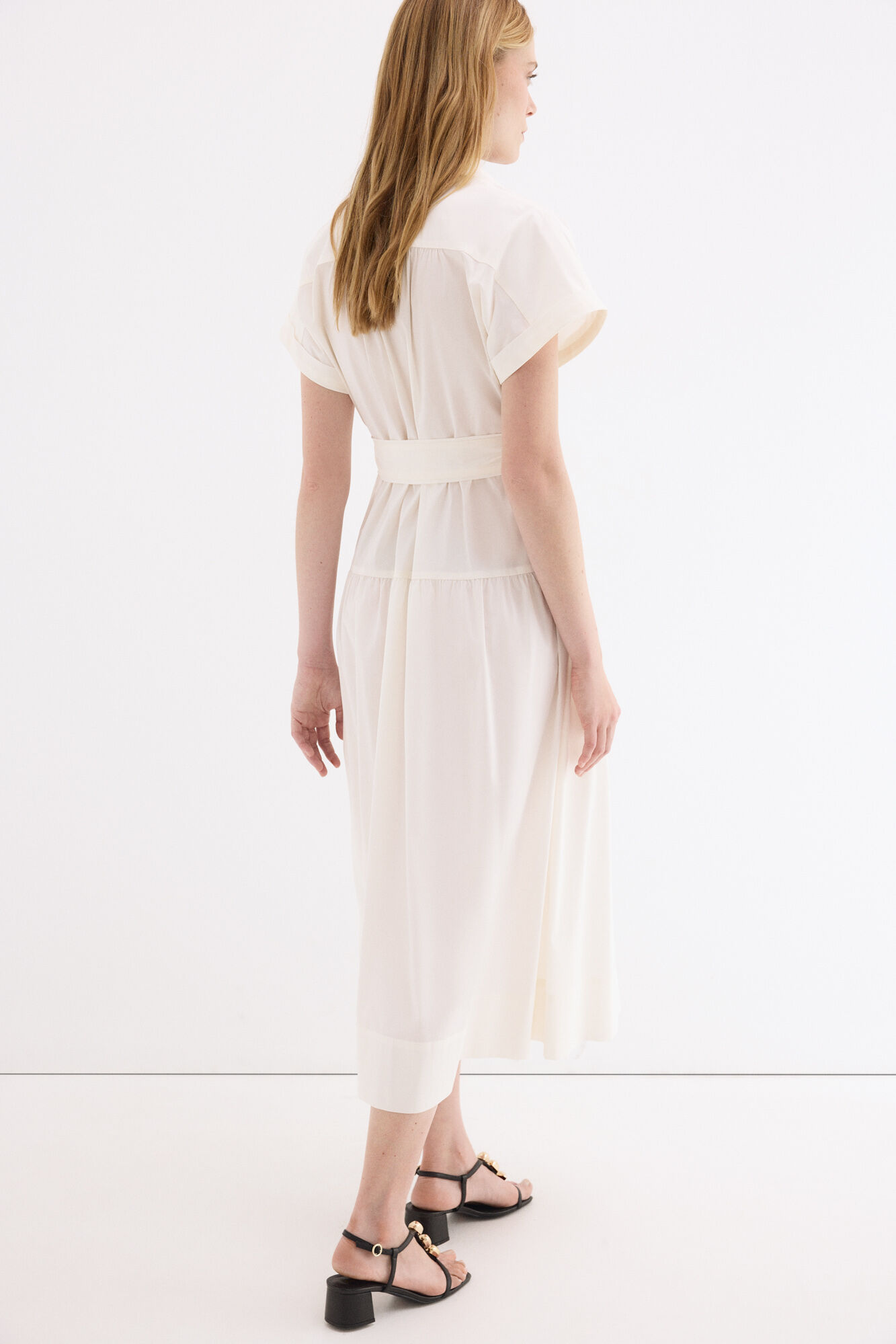 Pedro del Hierro Vestido camisero de popel&iacute;n Crudo