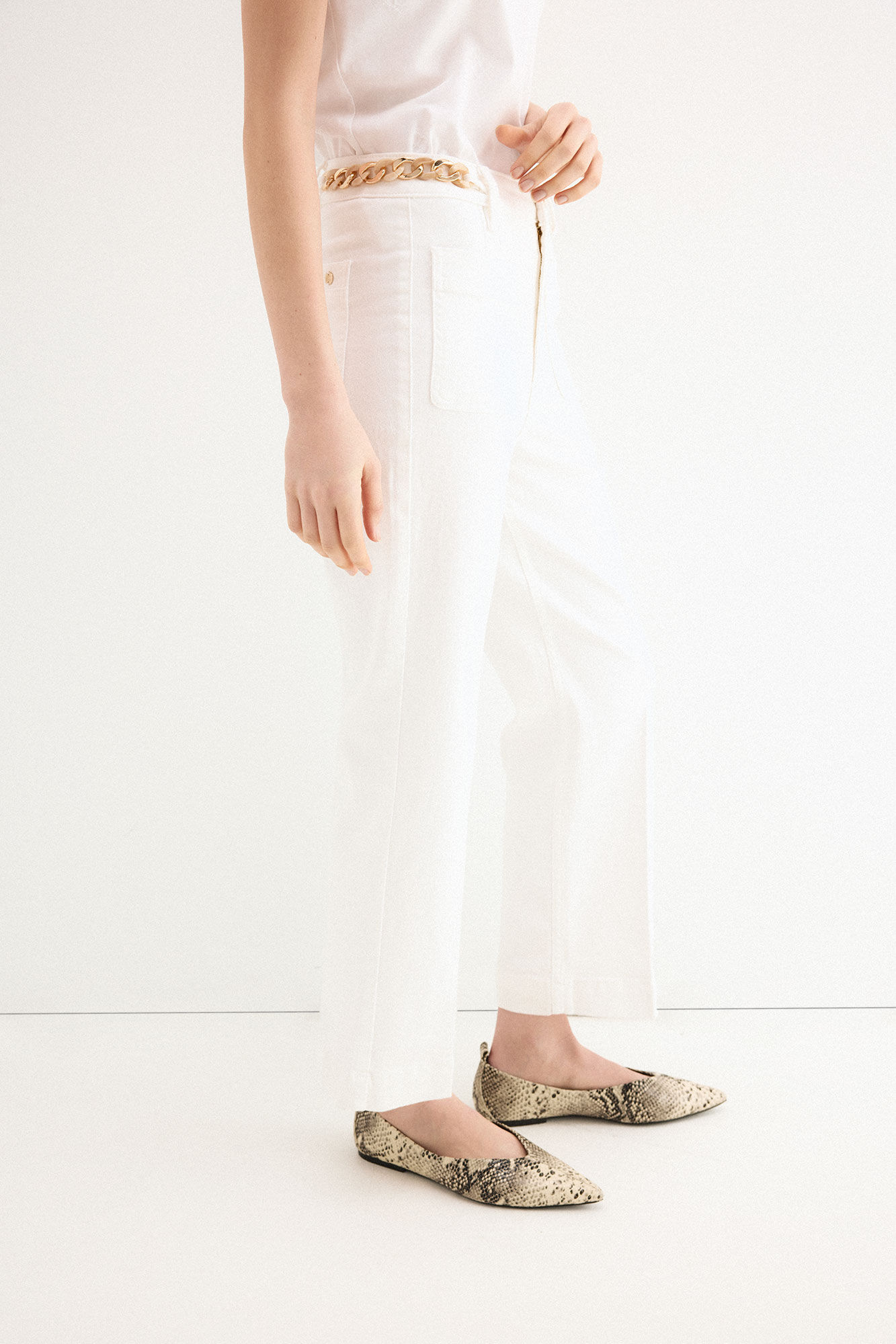 Pedro del Hierro Jeans stove pipe cropped Blanco