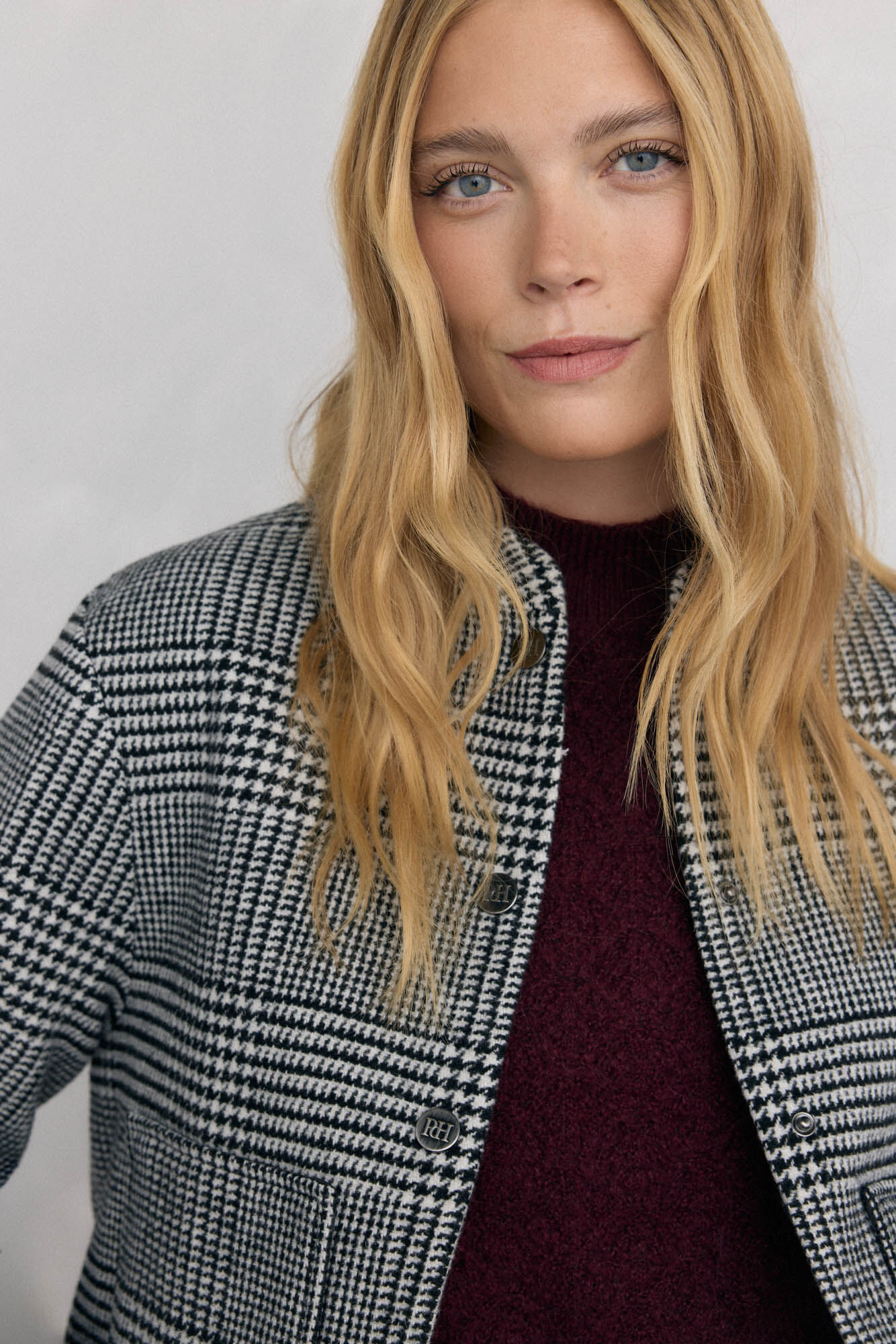 Pedro del Hierro Chamarra bomber a cuadros Gris