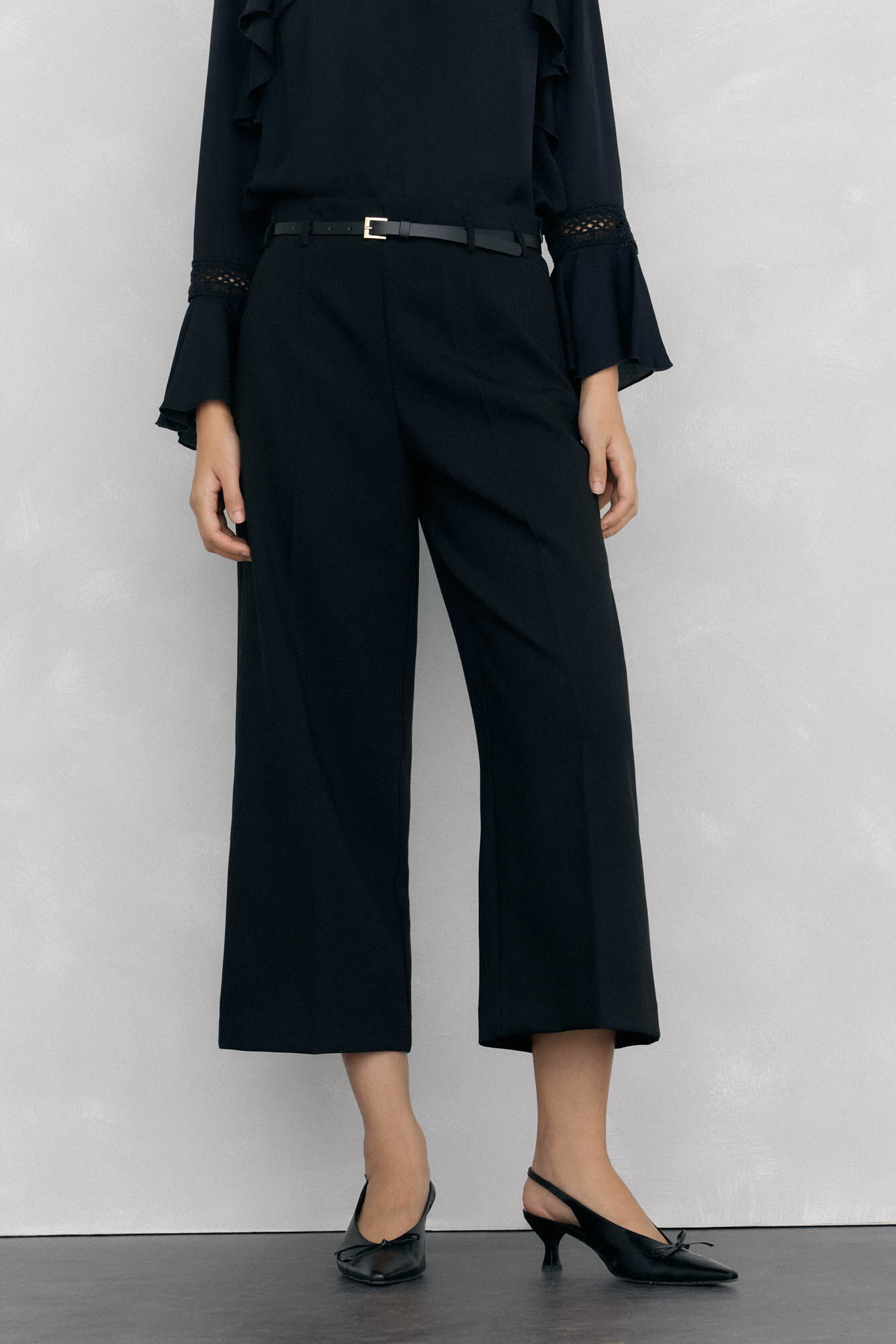 Pedro del Hierro Pantal&oacute;n culotte con cintur&oacute;n Negro