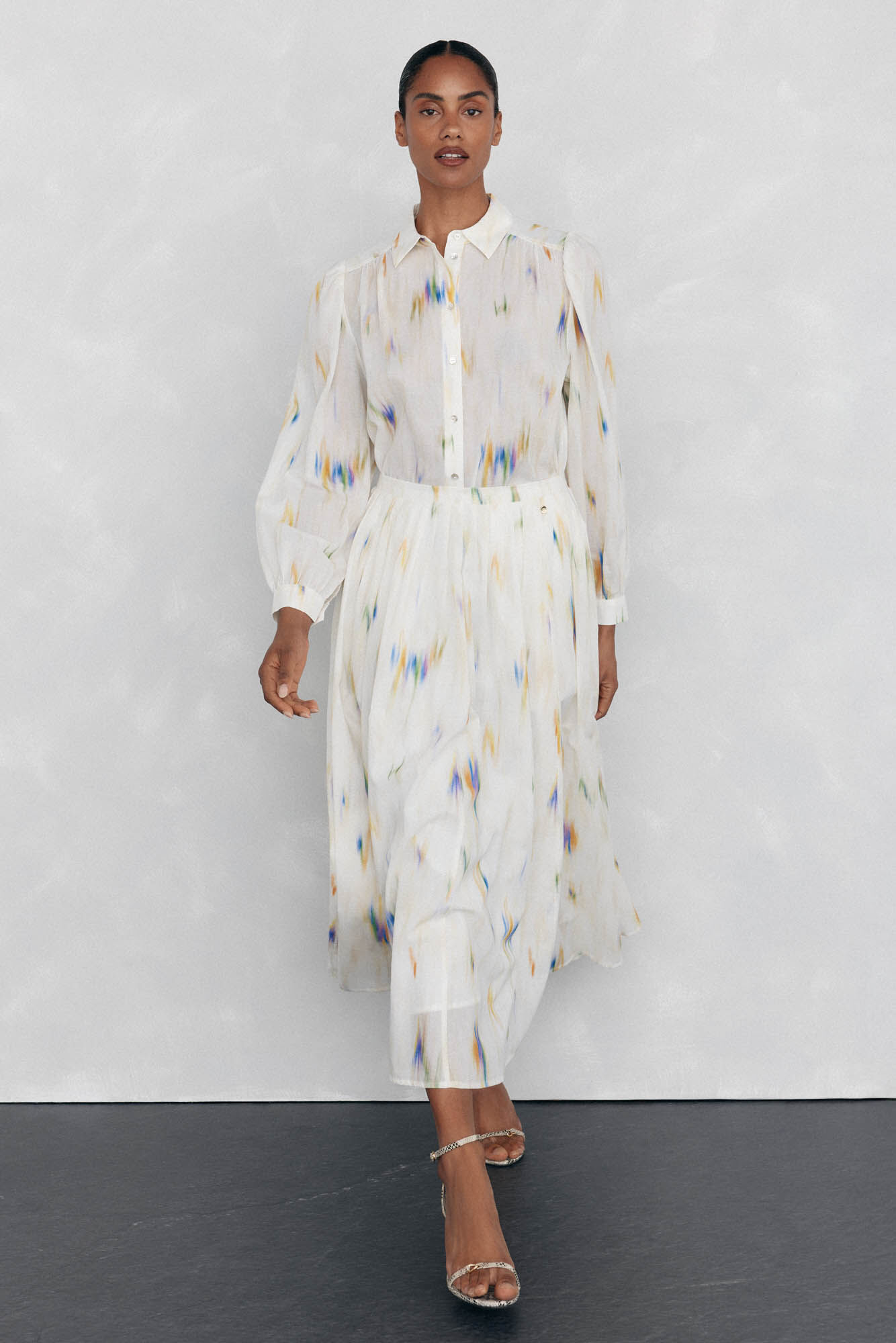 Pedro del Hierro Falda midi estampada de vuelo