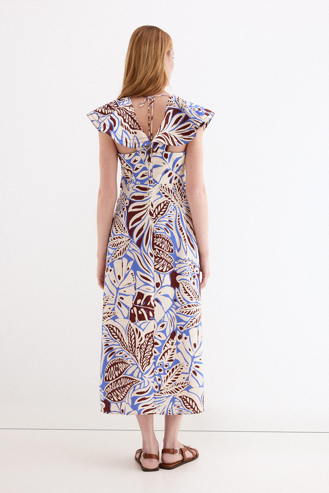 Pedro del Hierro Vestido midi volantes Azul