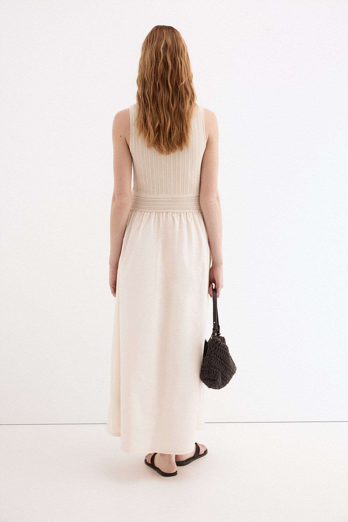 Pedro del Hierro Vestido combinado con cuerpo de punto Crudo