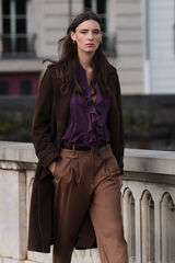 Pedro del Hierro Blusa rom&aacute;ntica con volante Morado