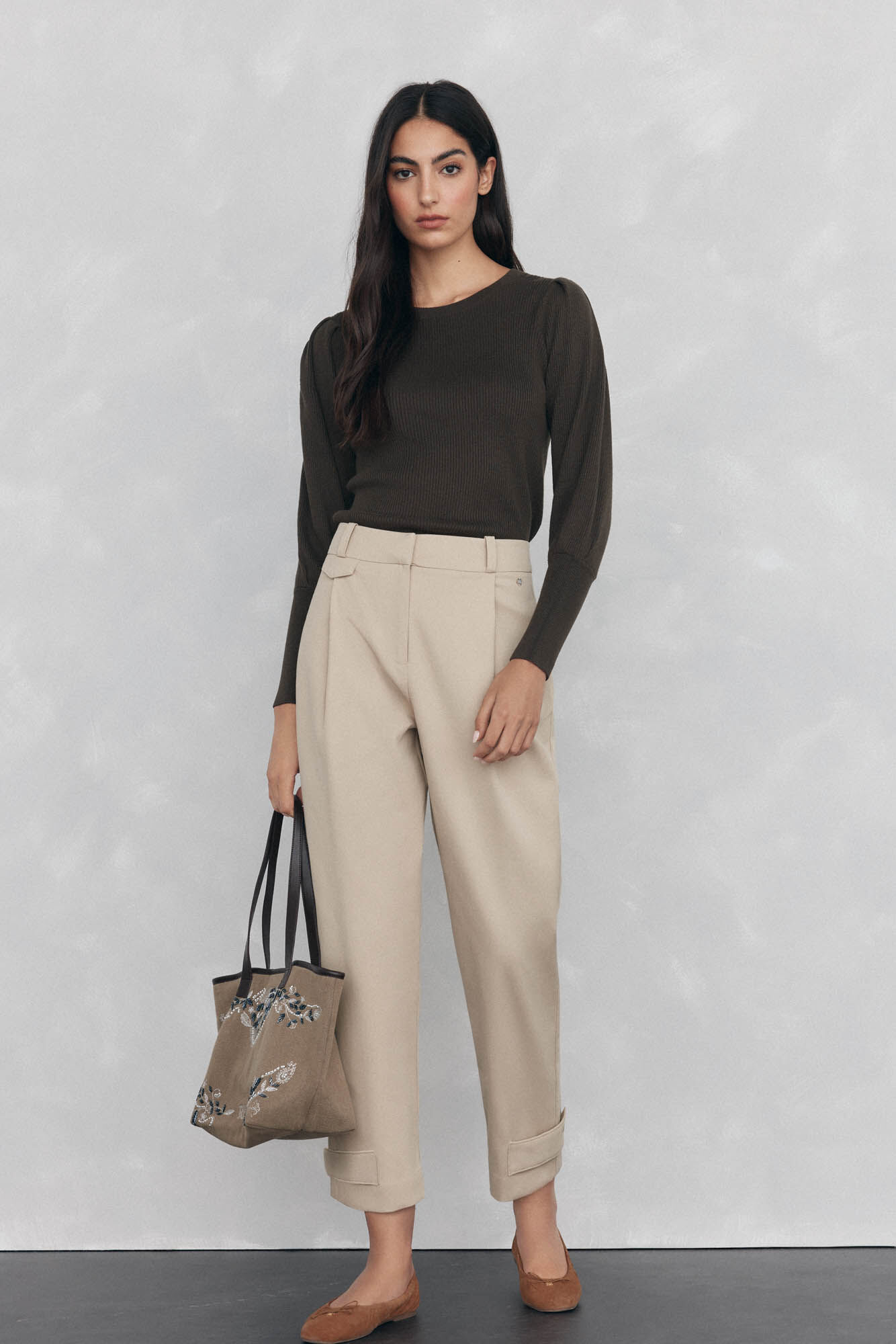 Pedro del Hierro Jersey canal&eacute; manga abullonada Verde