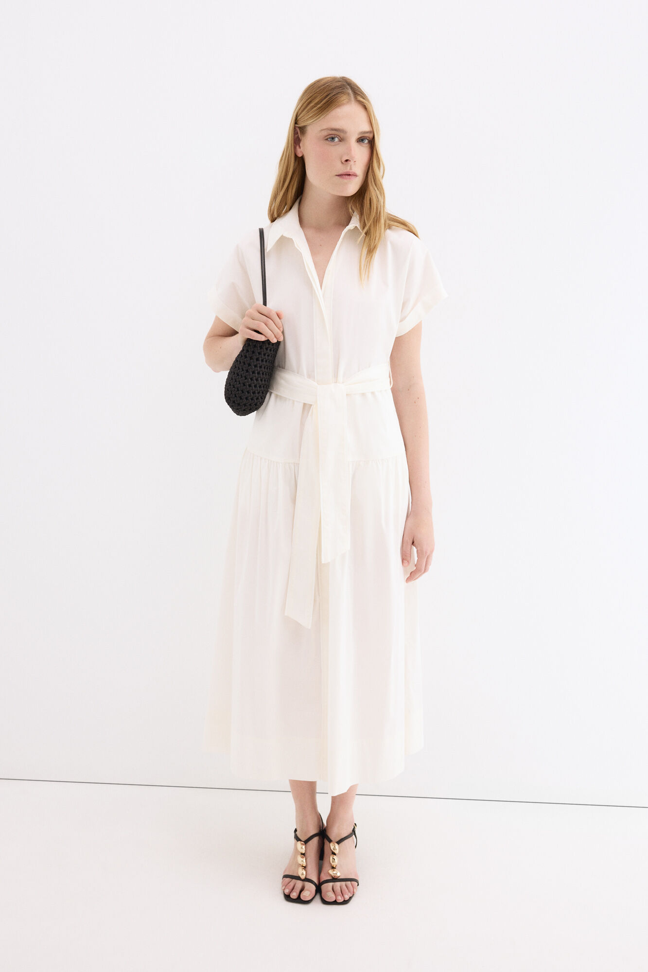 Pedro del Hierro Vestido camisero de popel&iacute;n Crudo