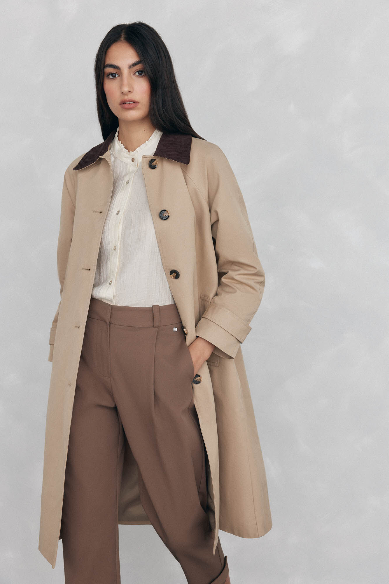 Pedro del Hierro Blusa holgada lisa Beige