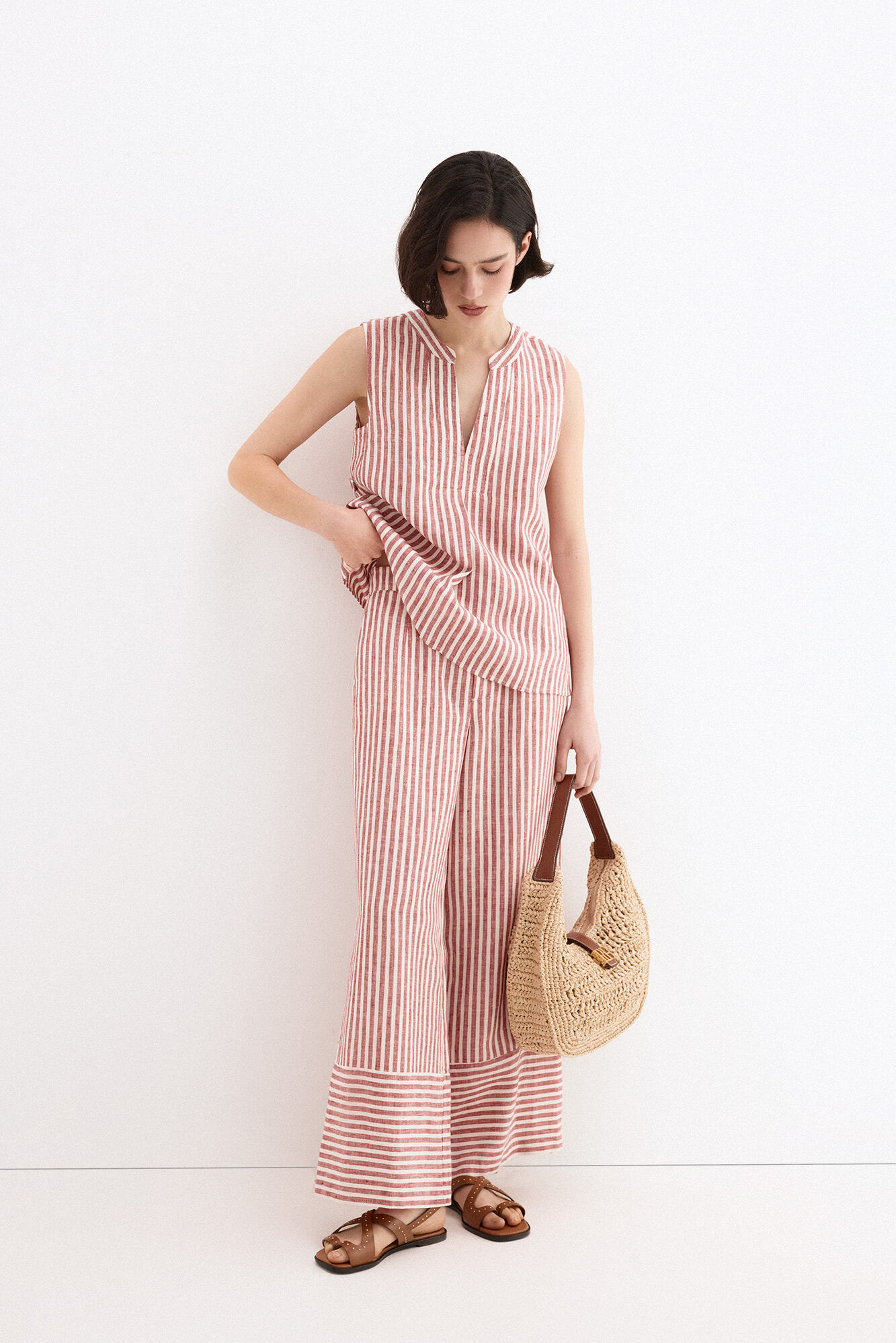 Pedro del Hierro Pantalones wide flare cl&aacute;sicos