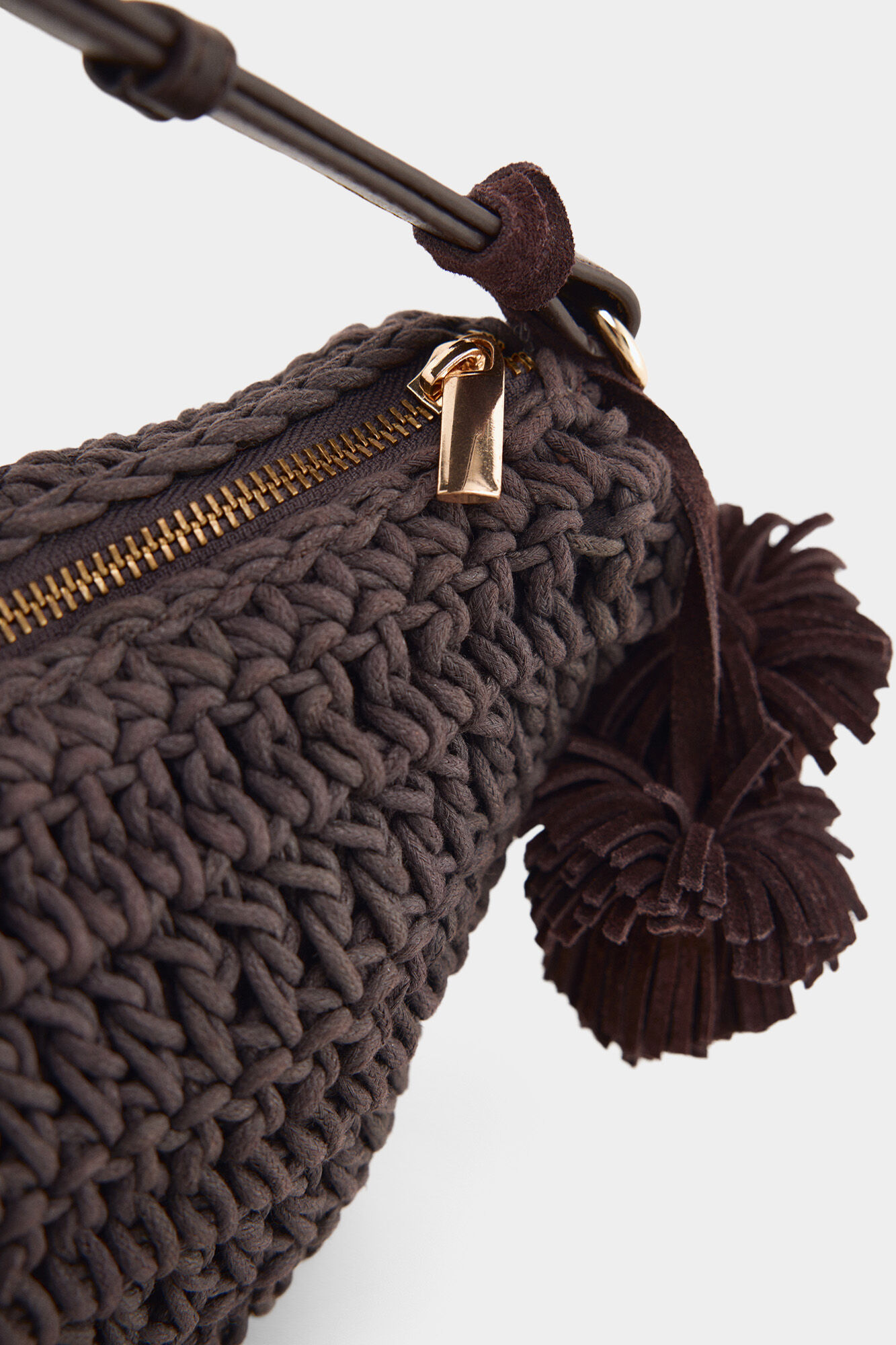 Pedro del Hierro Bolso punto trenzado Marr&oacute;n