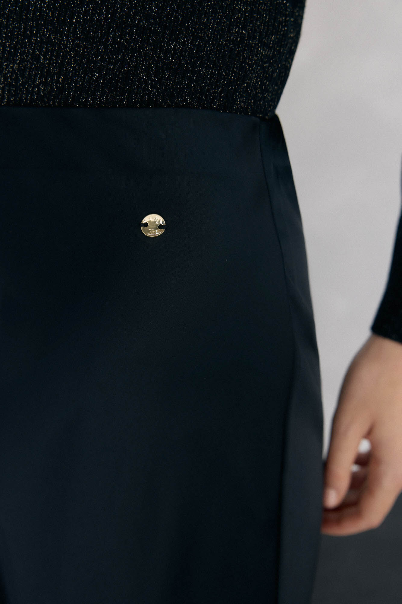 Pedro del Hierro Falda larga satinada con detalles de encaje Negro