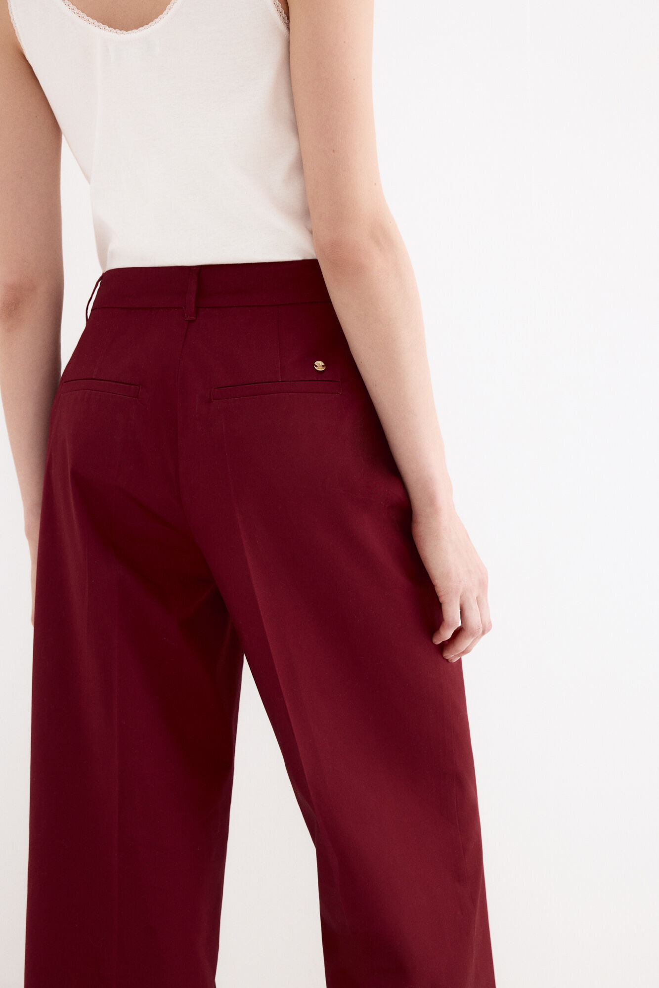 Pedro del Hierro Pantalones wide leg classic Burdeos