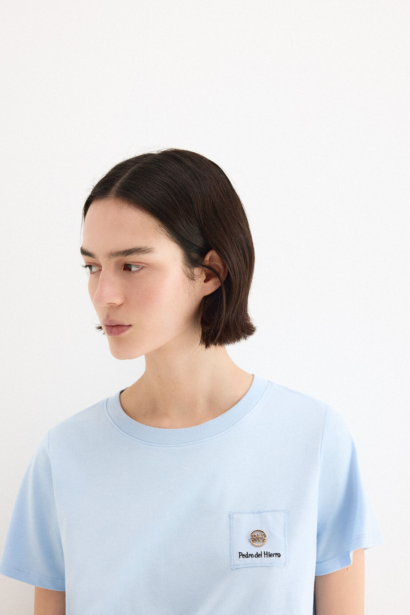 Pedro del Hierro Playera b&aacute;sica con manch&oacute;n