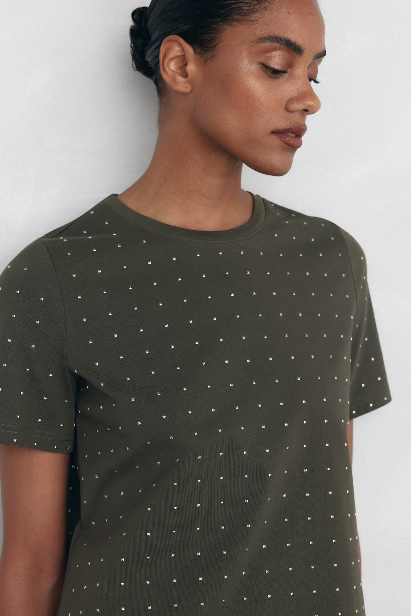Pedro del Hierro Playera mini con tachuelas Verde
