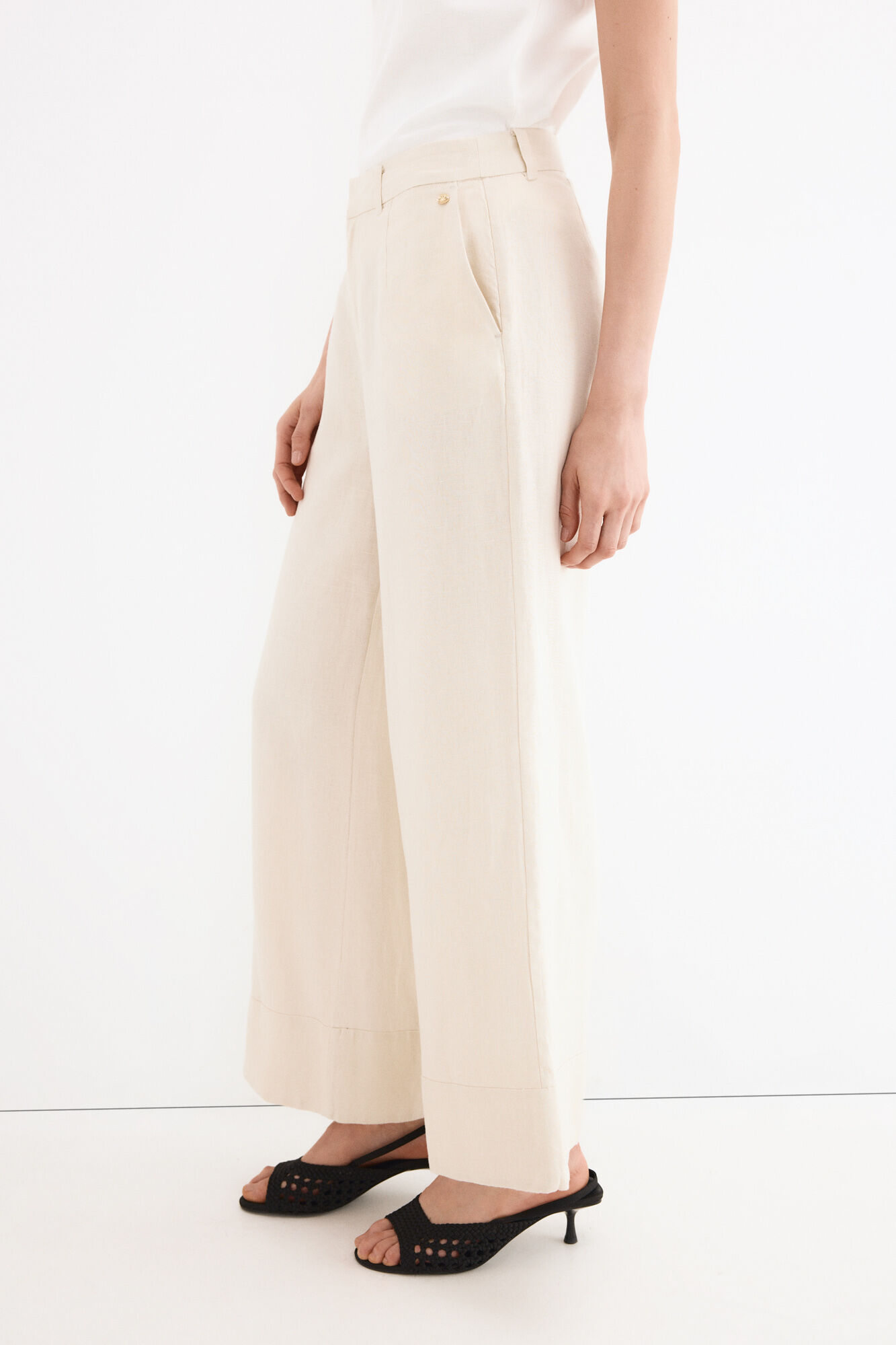 Pedro del Hierro Pantal&oacute;n recto de lino Crudo