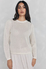 Pedro del Hierro Top de tejido fantas&iacute;a con cristalitos Beige