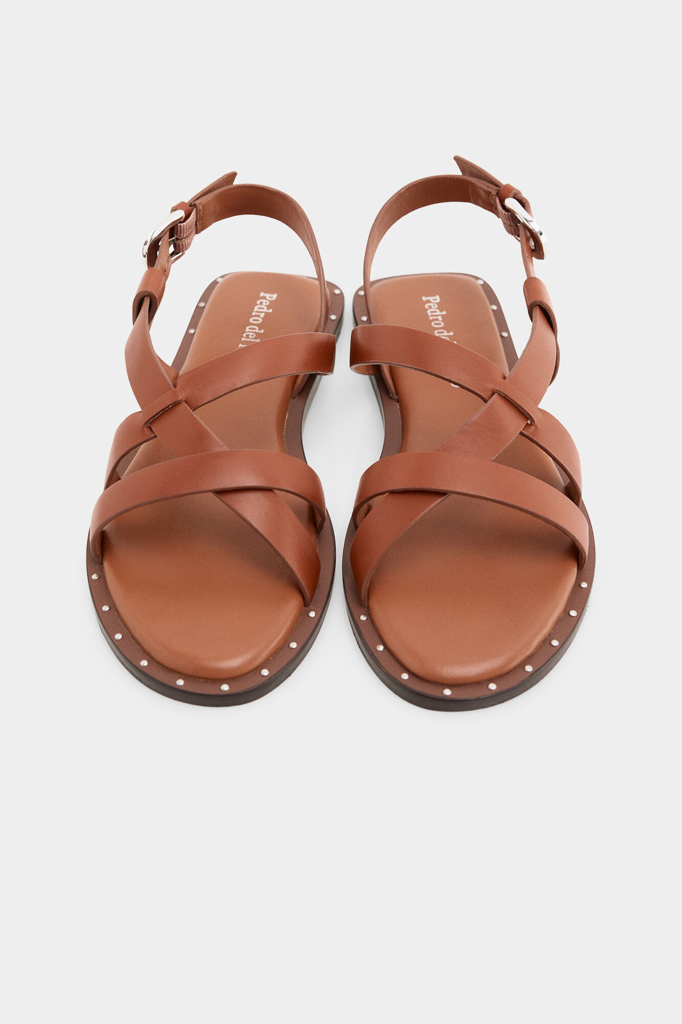 Pedro del Hierro Sandalia tiras cuero Marr&oacute;n