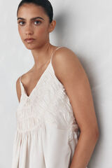 Pedro del Hierro Top de sat&eacute;n con tirantes Crudo