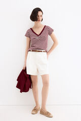 Pedro del Hierro Camiseta rayas cuello barco Rojo