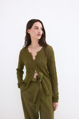 Pedro del Hierro Chaqueta fantas&iacute;a calada con terminaciones en crochet Verde