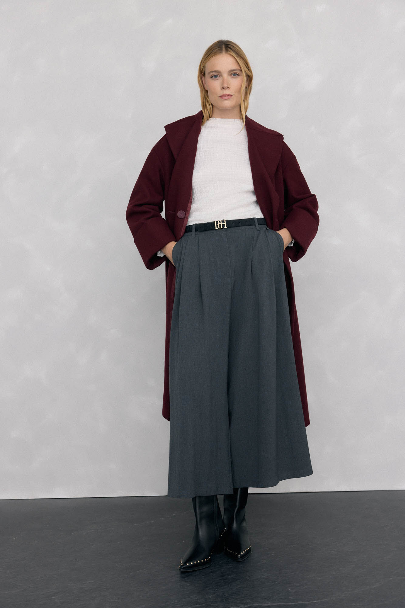 Pedro del Hierro Camiseta cuello chimenea estructura Blanco