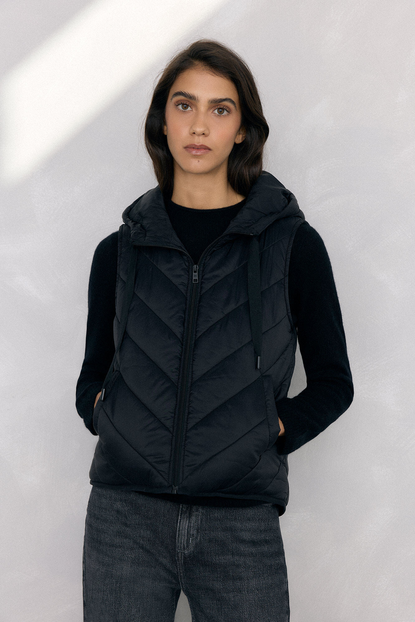 Pedro del Hierro Abrigo y chaleco interior Negro