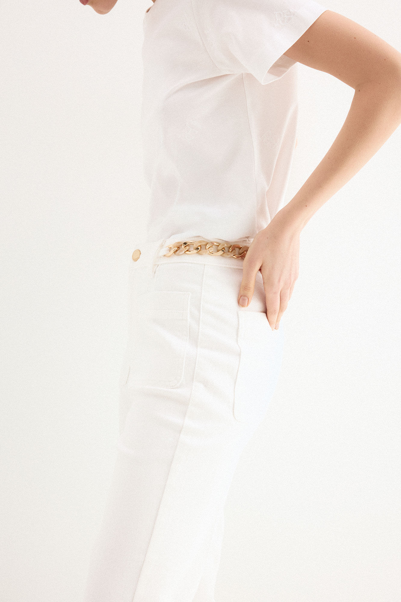 Pedro del Hierro Jeans stove pipe cropped Blanco