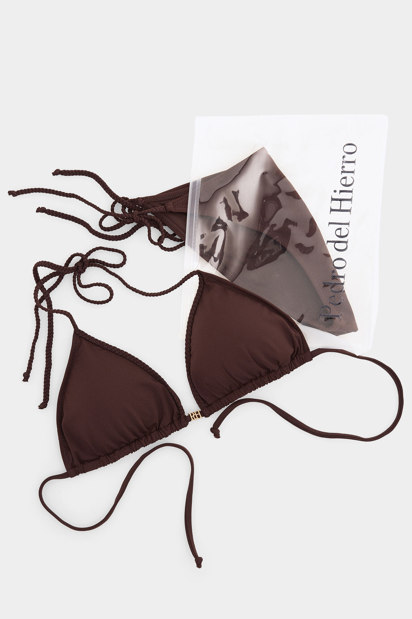 Pedro del Hierro Bikini detalle trenza Marr&oacute;n
