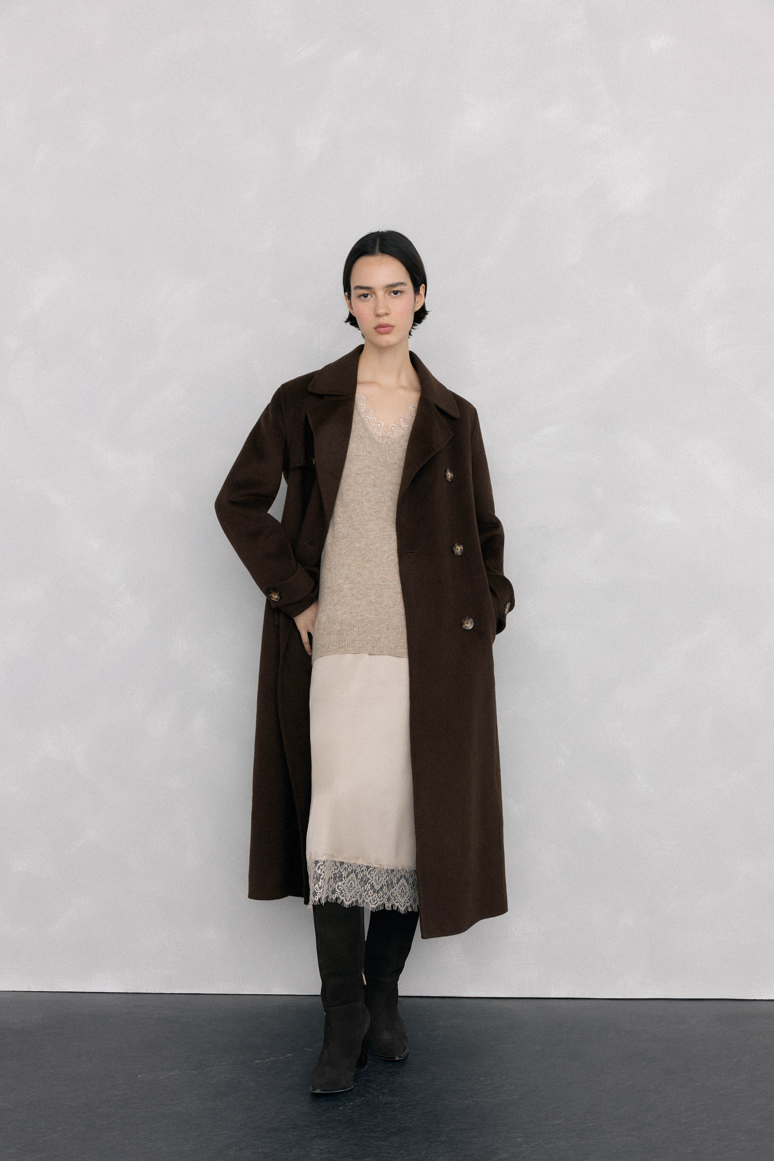 Pedro del Hierro Vestido de punto lencero Beige