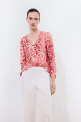 Pedro del Hierro Blusa estampada de seda Rojo