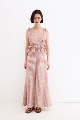 Pedro del Hierro Vestido largo de lino con detalle de lazos Rosa