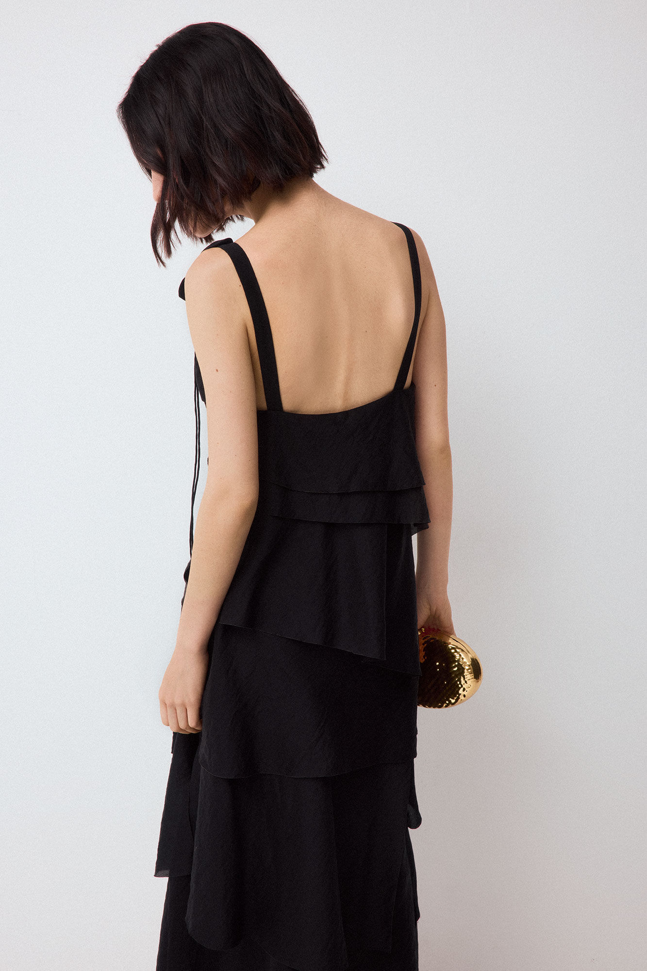 Pedro del Hierro Vestido de flores con volantes Negro