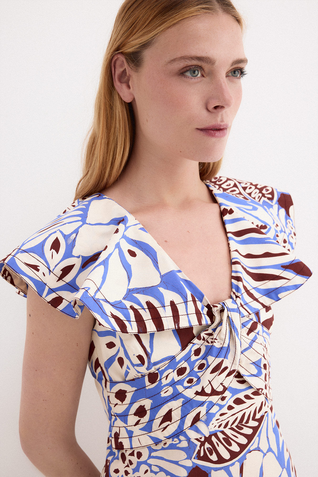 Pedro del Hierro Vestido midi volantes Azul