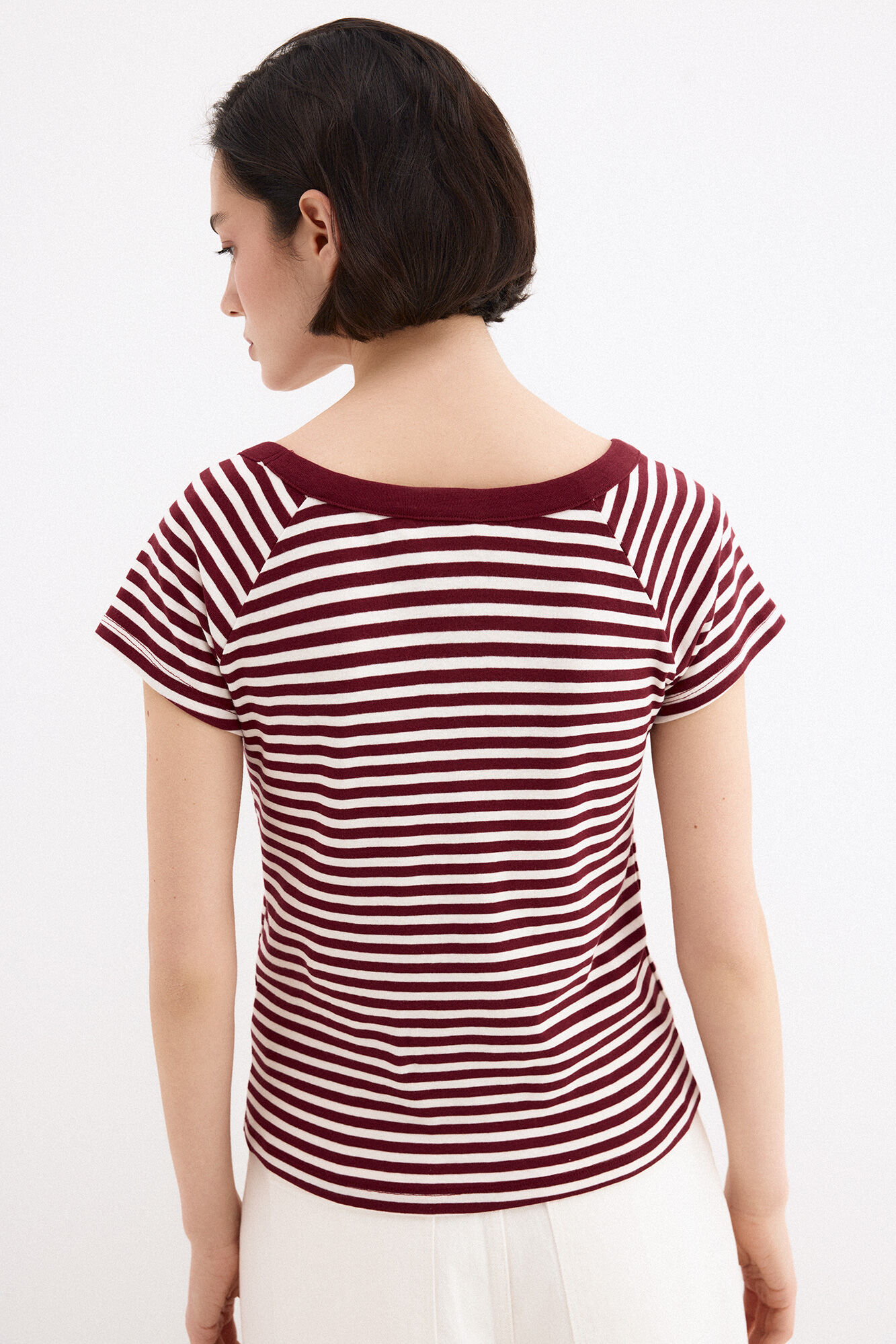 Pedro del Hierro Camiseta rayas cuello barco Rojo