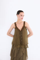 Pedro del Hierro Top tirantes volantes Verde