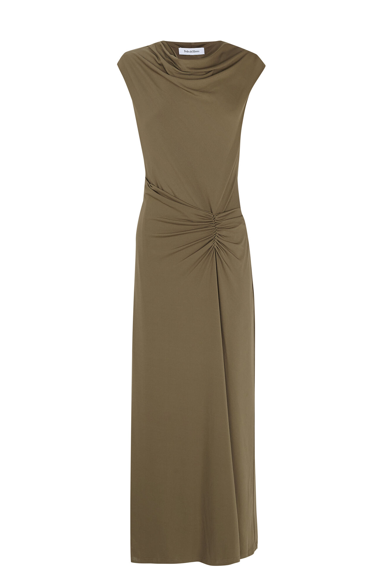 Pedro del Hierro Vestido entallado frunces sin mangas Verde