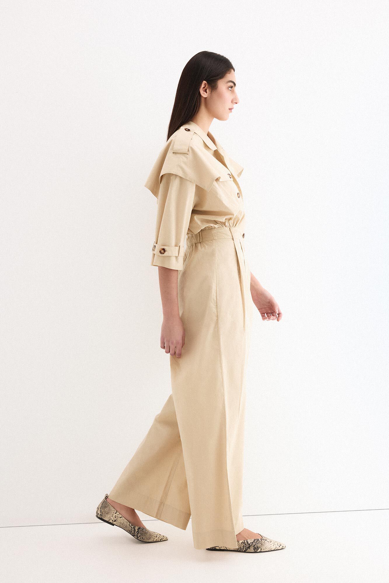 Pedro del Hierro Jumpsuit de pata ancha con detalle tipo gabardina en escote