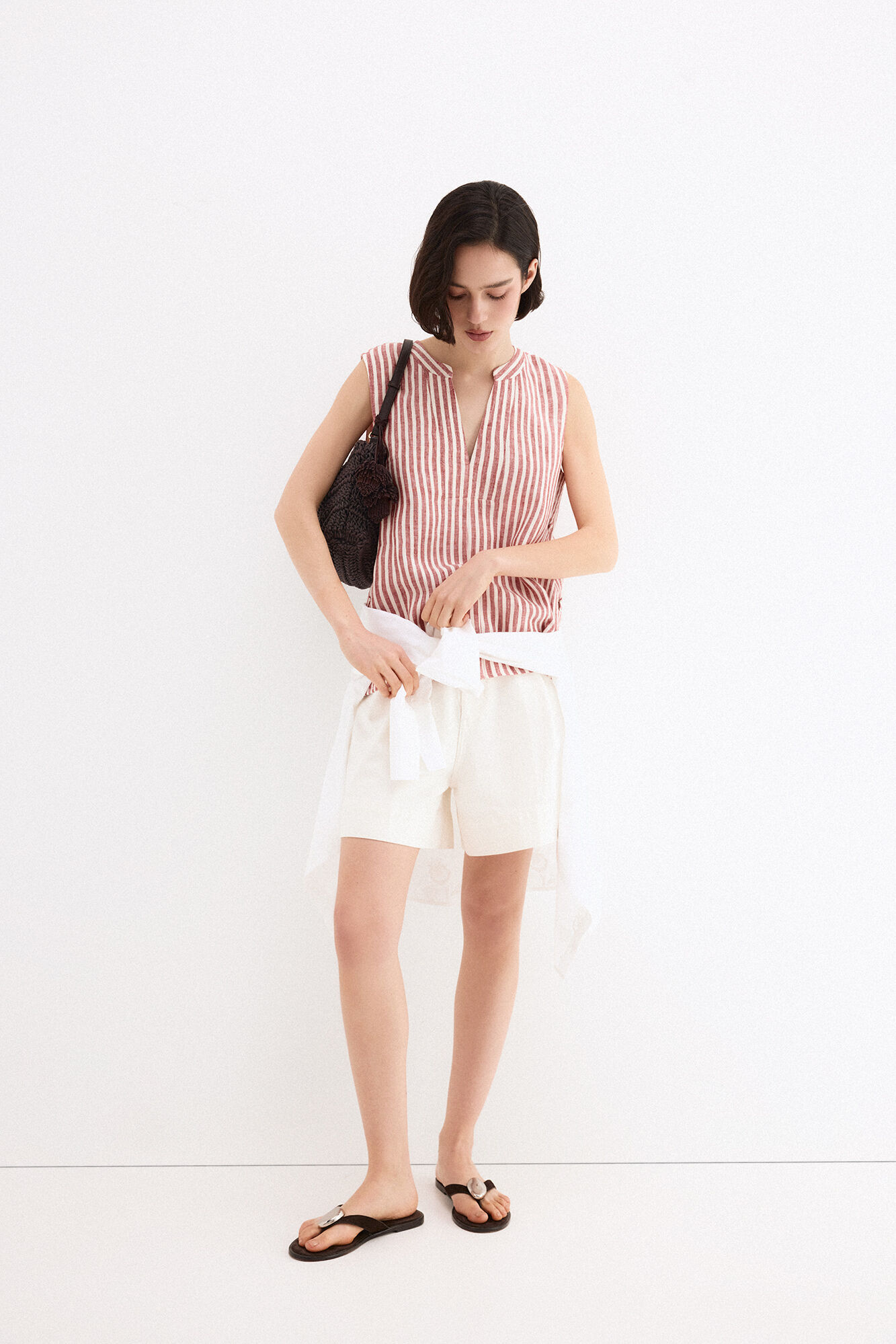 Pedro del Hierro Top lino rayas Rosa