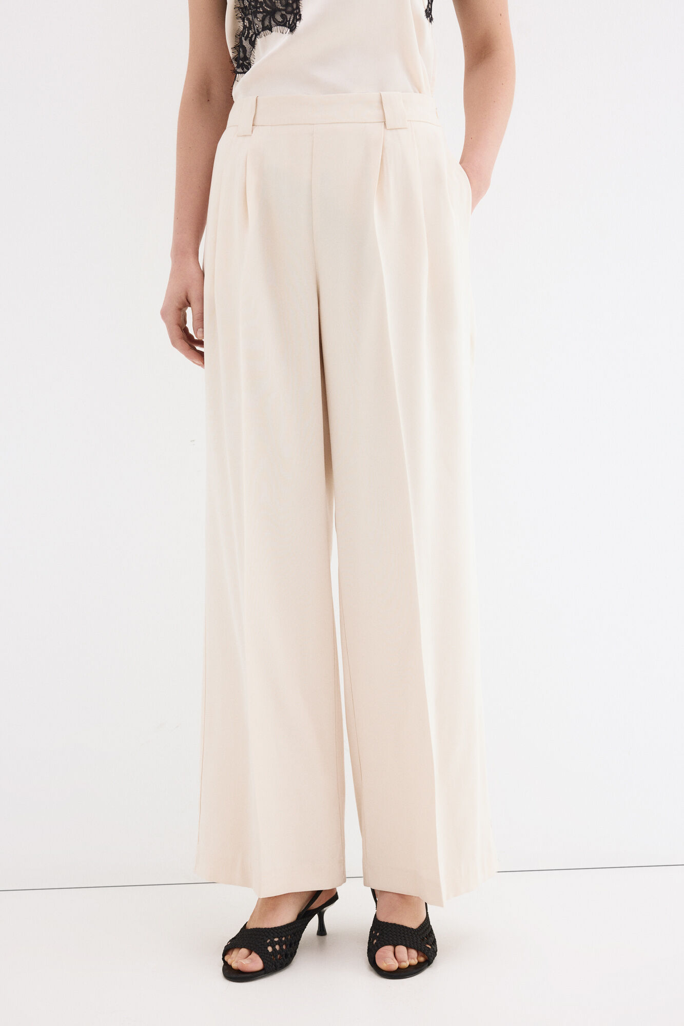 Pedro del Hierro Pantal&oacute;n wide leg Crudo