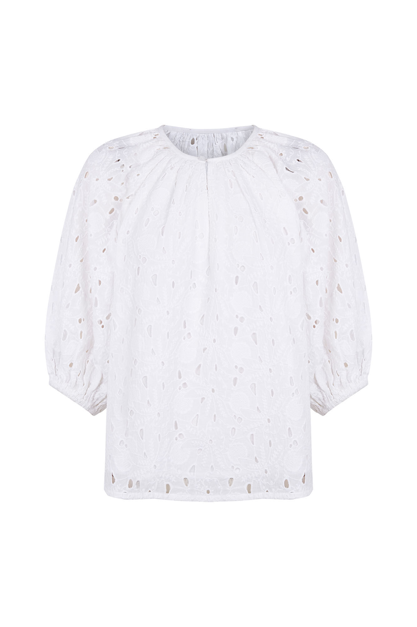 Pedro del Hierro Top manga al codo calado Blanco