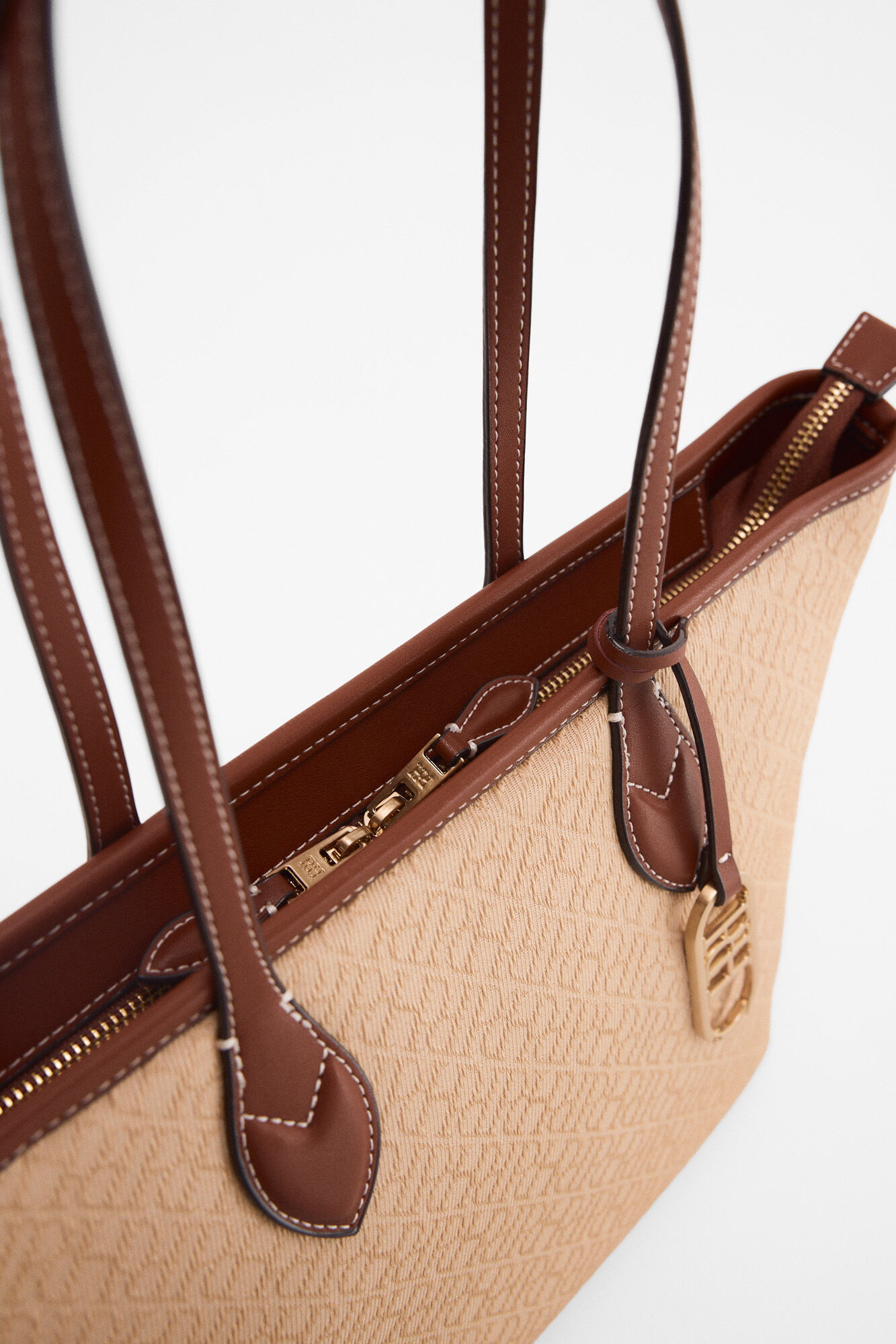 Pedro del Hierro Bolsa shopper mediana jacquard Beige