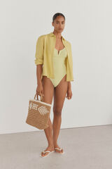 Pedro del Hierro Traje de ba&ntilde;o escote en V de piqu&eacute; a rayas Verde