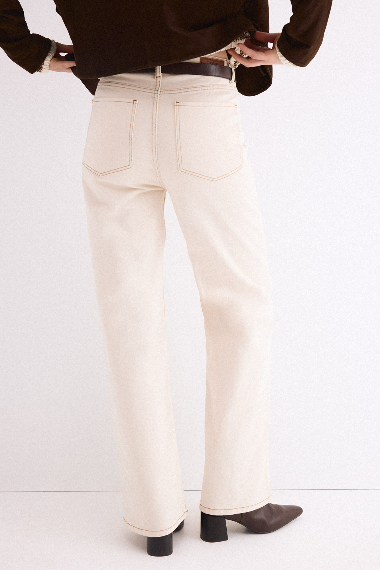 Pedro del Hierro Jeans wide leg basic Beige