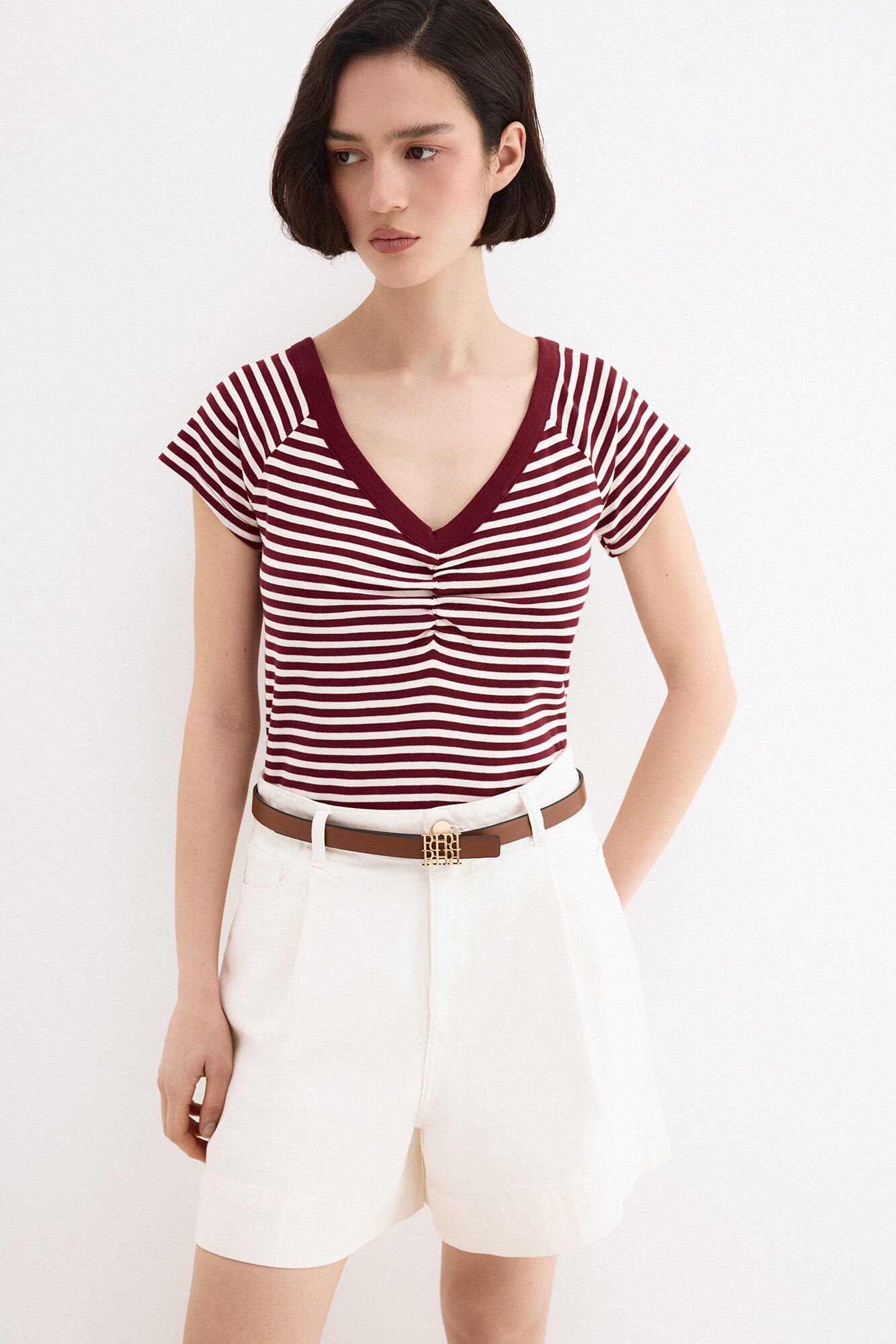 Pedro del Hierro Camiseta rayas cuello barco Rojo