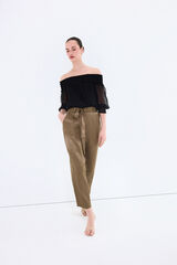 Pedro del Hierro Pantal&oacute;n satinado verde Verde