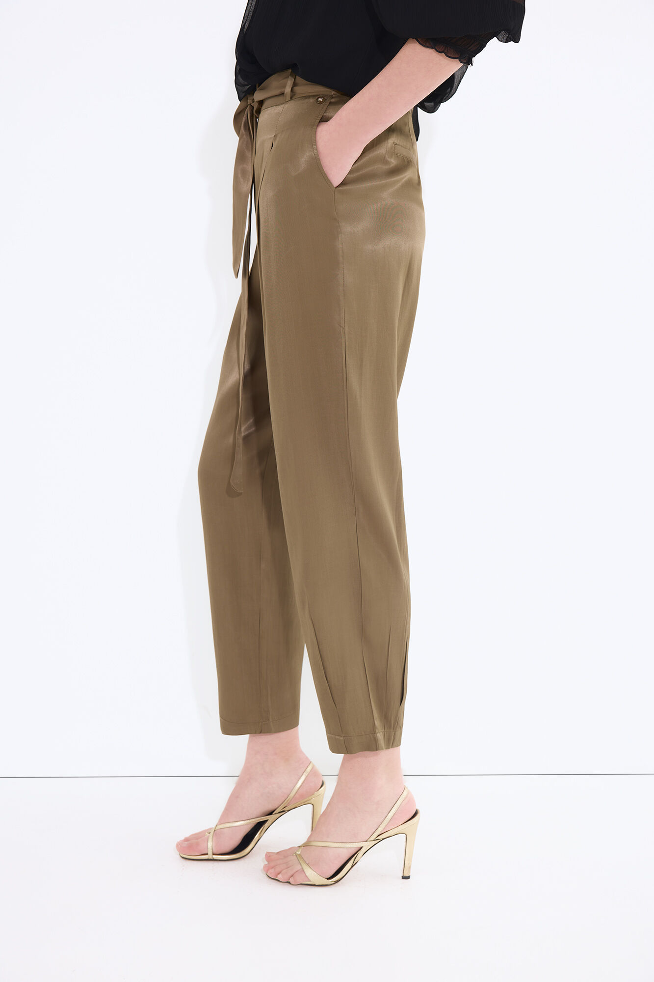 Pedro del Hierro Pantal&oacute;n satinado verde Verde