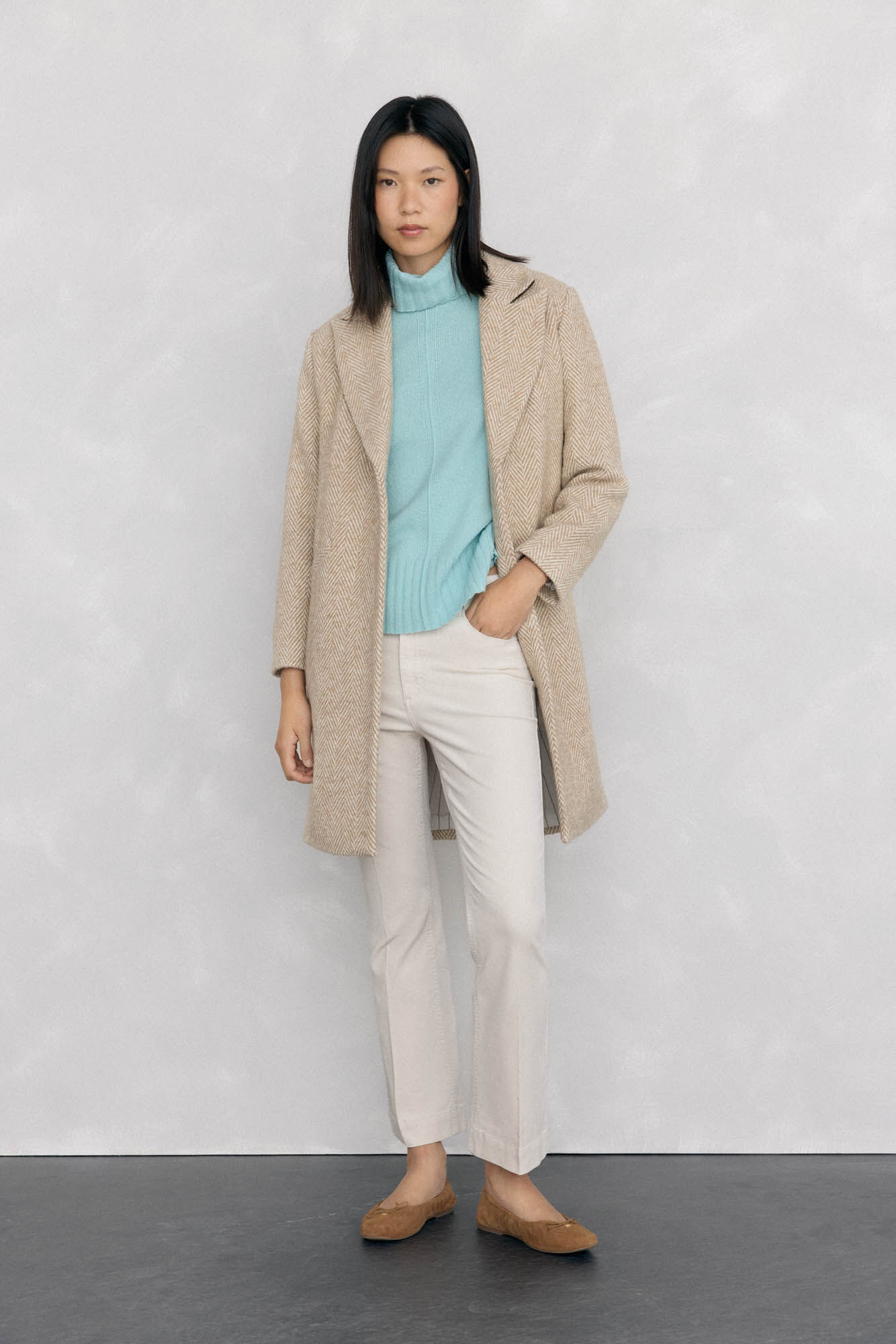 Pedro del Hierro Pantalones terciopelo flare cropped Crudo